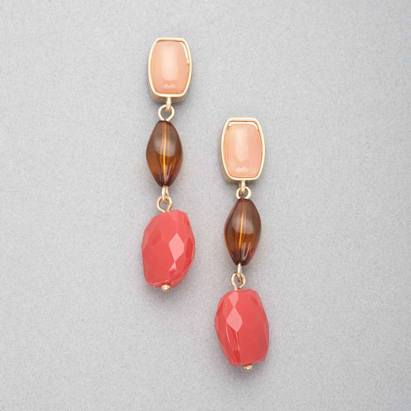 Pink Quartz Dangle Earring, Gold, large image number 0