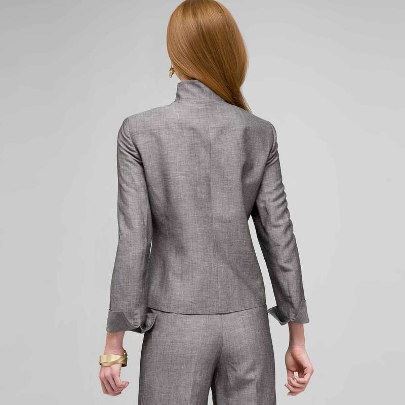 Washable Linen 2 Pocket Jacket, Black & White, large image number 1